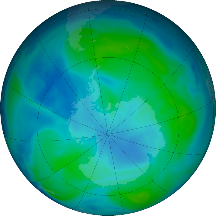 Antarctic ozone map for 23 February 2019